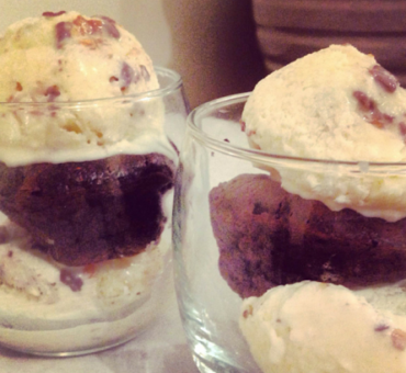 Verrine Treasure Hunt : Glace Snickers et Fondant au chocolat