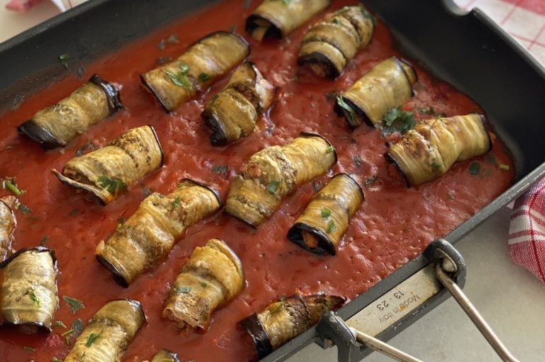 Roulés d’aubergines à la viande hachée